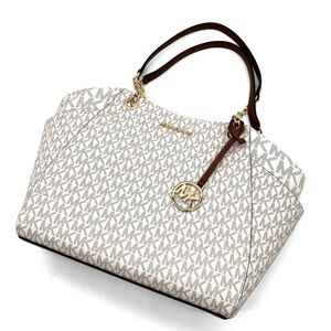 Michael Kors Large Jet Set Travel Chain Shoulder Bag Vanilla (NWT)